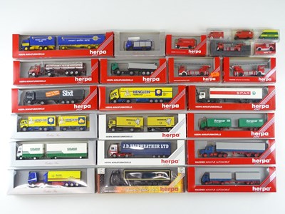Lot 235 - A group of HO scale lorries and vans by HERPA...
