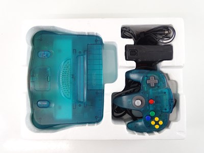 Lot 33 - Nintendo 64 console - aqua blue see through -...