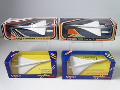 Lot 123 - A group of boxed CORGI Concorde models in both...