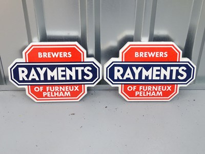 Lot 61 - Pair of enamel RAYMENTS (13" x 9" each) -...