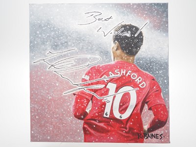 Lot 5 - Marcus Rashford MBE signed canvas with artwork...