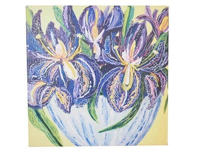 Lot 35 - Lisa Cooper 'VASE OF IRISES' - print on canvas...