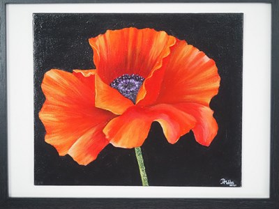 Lot 61 - Dawn Mobbs 'POPPY' - acrylic on board - signed...