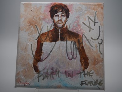 Lot 80 - Louis Tomlinson signed canvas with artwork by...