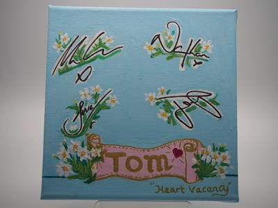 Lot 82 - The Wanted signed canvas with artwork added by...