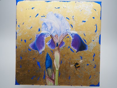 Lot 93 - Clive Meredith 'IRIS AND BUMBLEBEE' - acrylic...