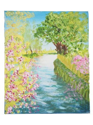 Lot 98 - Merle Hattersley 'RIVERBANK' - acrylic on...