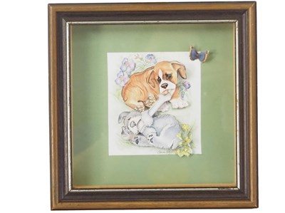 Lot 114 - Sharon Healey 'DOG AND BONE' - decoupage -...