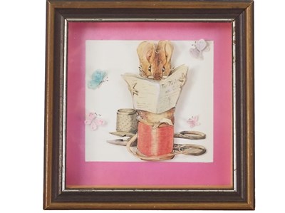 Lot 115 - Sharon Healey 'READING MOUSE' - decoupage - 6"...