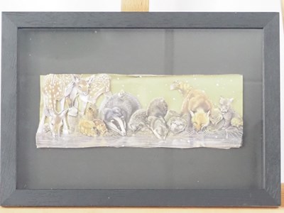 Lot 116 - Sharon Healey 'ANIMAL SCENE' - decoupage - 9.5"...