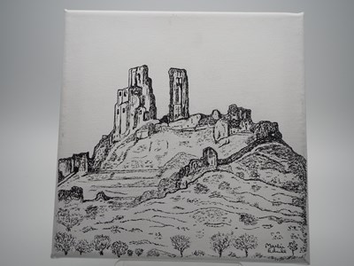 Lot 119 - Martin Edwards 'CORFE CASTLE ' - ink on canvas...