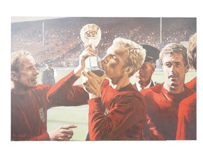 Lot 132 - Will Rochfort 'THE GOAL' - oil on canvas -...