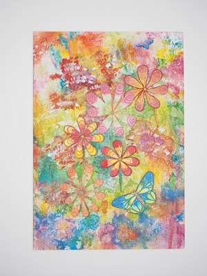 Lot 137 - Sally Davies 'FLORAL HAPPY ART' - mixed media...