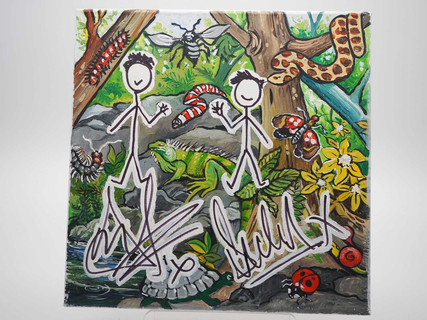 Lot 155 - Ant & Dec OBE signed canvas with artwork added...