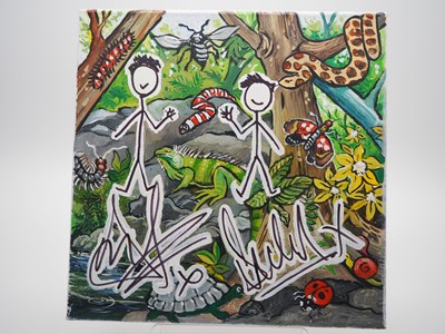 Lot 155 - Ant & Dec OBE signed canvas with artwork added...