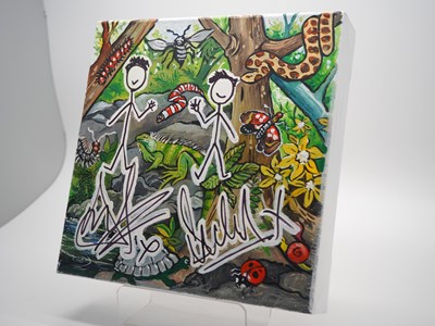 Lot 155 - Ant & Dec OBE signed canvas with artwork added...