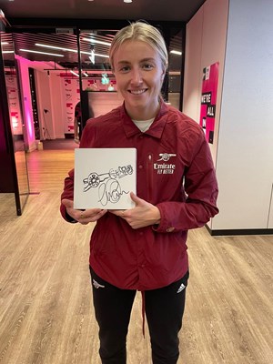 Lot 156 - Leah Williamson signed canvas with artwork...