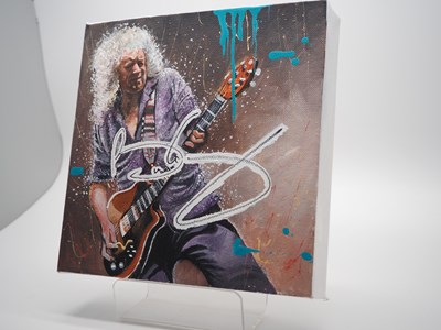 Lot 157 - Brian May CBE signed canvas with artwork added...