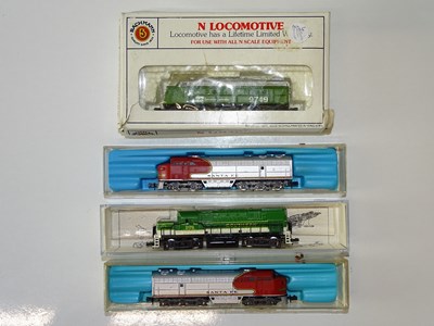 Lot 14 - A group of N Gauge American Outline diesel...