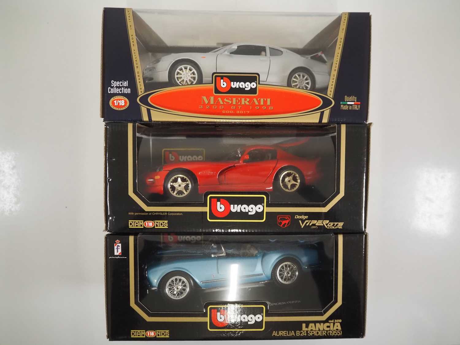 Lot 118 - A group of 1:18 scale BBURAGO diecast cars to...