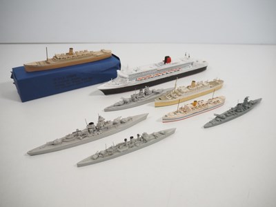 Lot 59 - A group of waterline ship models in various...