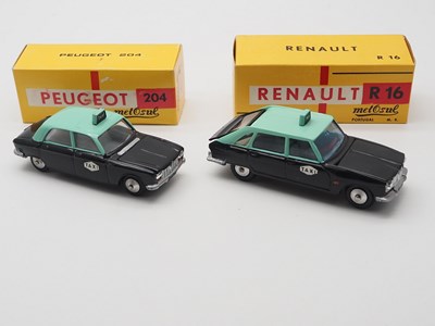 Lot 85 - A pair of 1:43 scale METOSUL diecast taxis,...