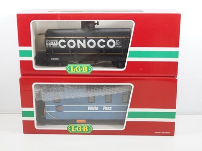 Lot 625 - A pair of LGB G scale American outline bogie...