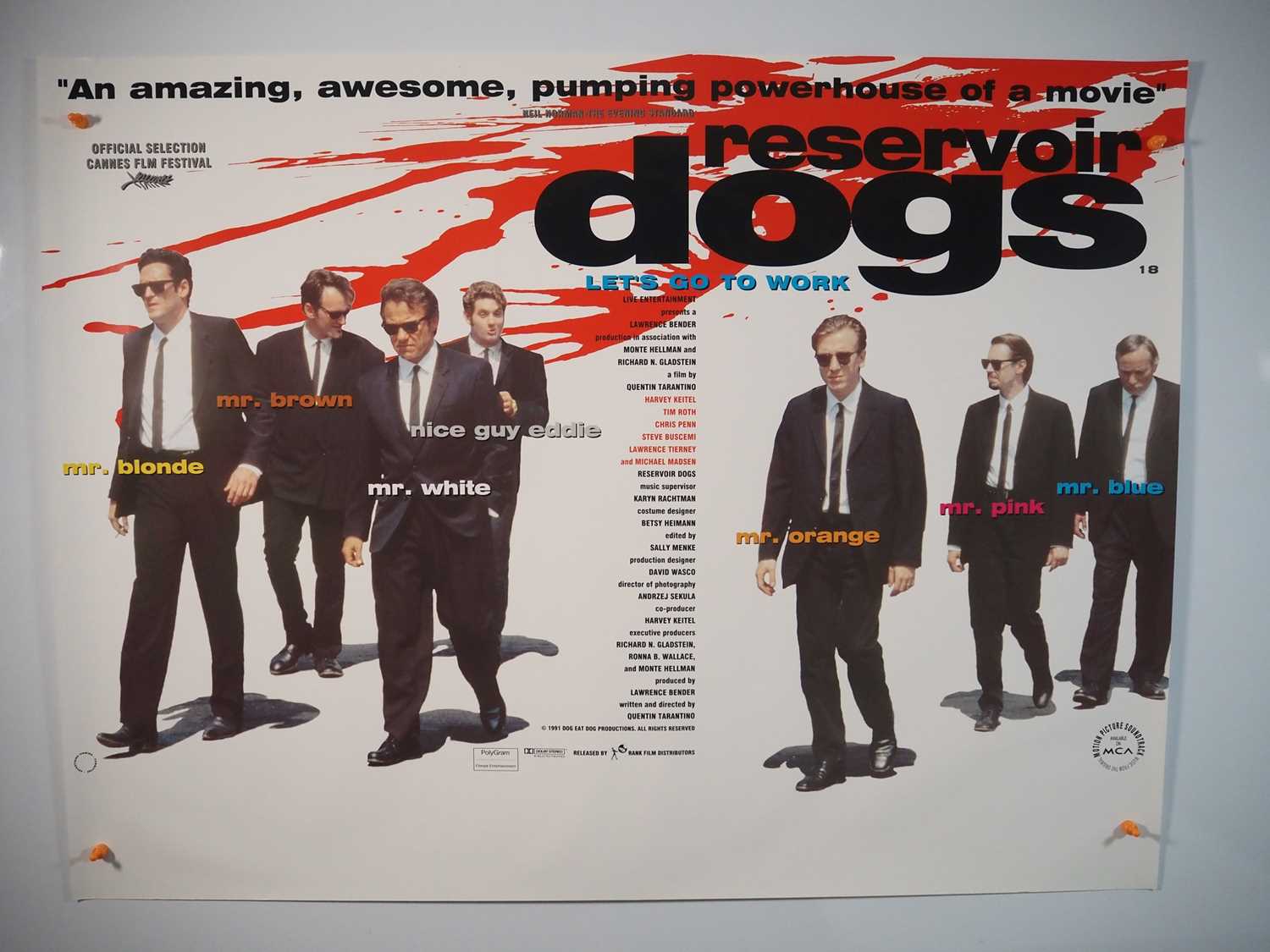 Lot 69 - RESERVOIR DOGS (1992) - UK Quad movie poster