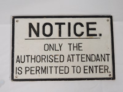 Lot 309 - An early 20th century cast iron railway sign...