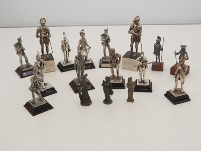 Lot 168 - A tray of white metal cast knights and...