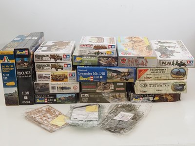 Lot 232 - A group of unbuilt plastic military vehicle...