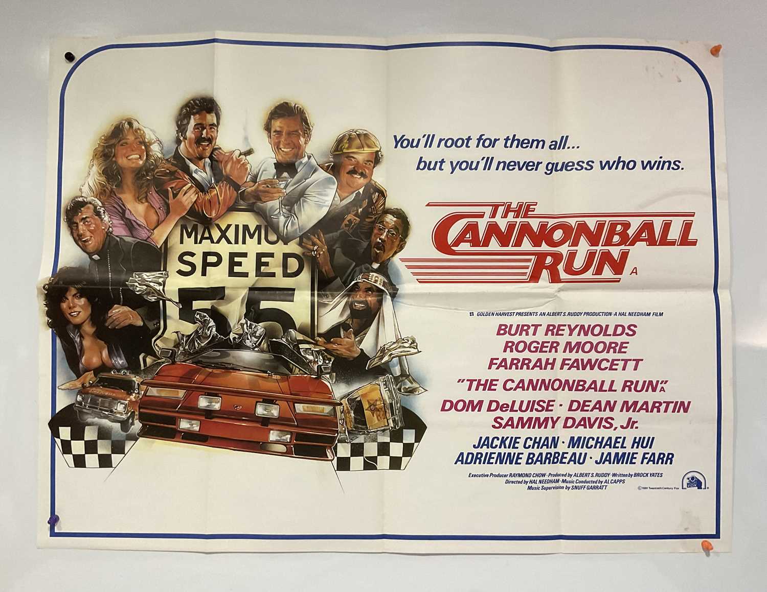 Lot 39 - THE CANNONBALL RUN (1981) - UK Quad film...