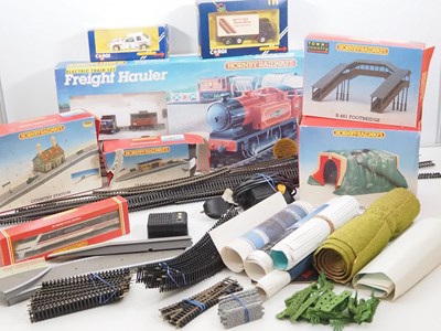 Lot 485 - A large mixed box of mostly HORNBY OO gauge...