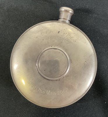 Lot 349 - A sterling silver hip flask presented to ERIC...