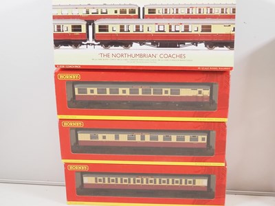 Lot 104 - A pair of HORNBY OO gauge triple coach packs...