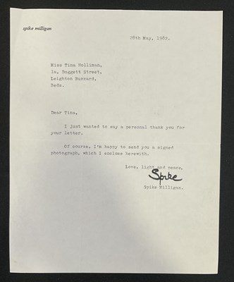 Lot 495 - A SPIKE MILLIGAN autographed typed letter...