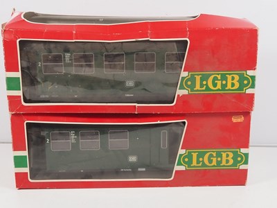 Lot 87 - A pair of LGB G scale German outline bogie...