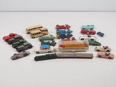 Lot 415 - A group of playworn diecast cars, buses etc by...