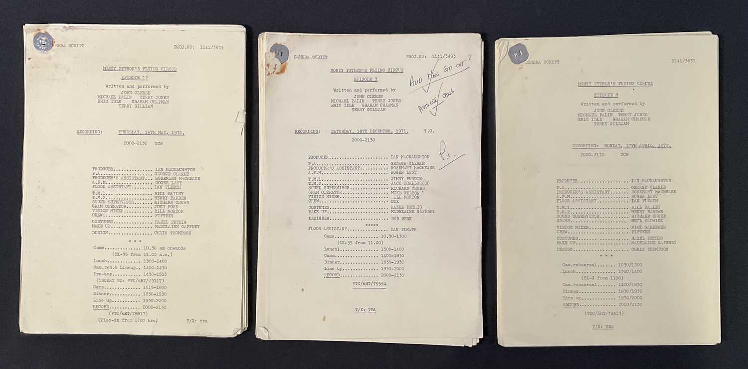Lot 428 - Three original camera scripts for MONTY PYTHON'...