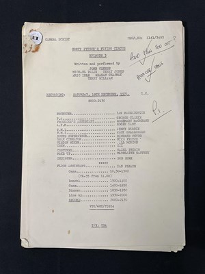 Lot 428 - Three original camera scripts for MONTY PYTHON'...