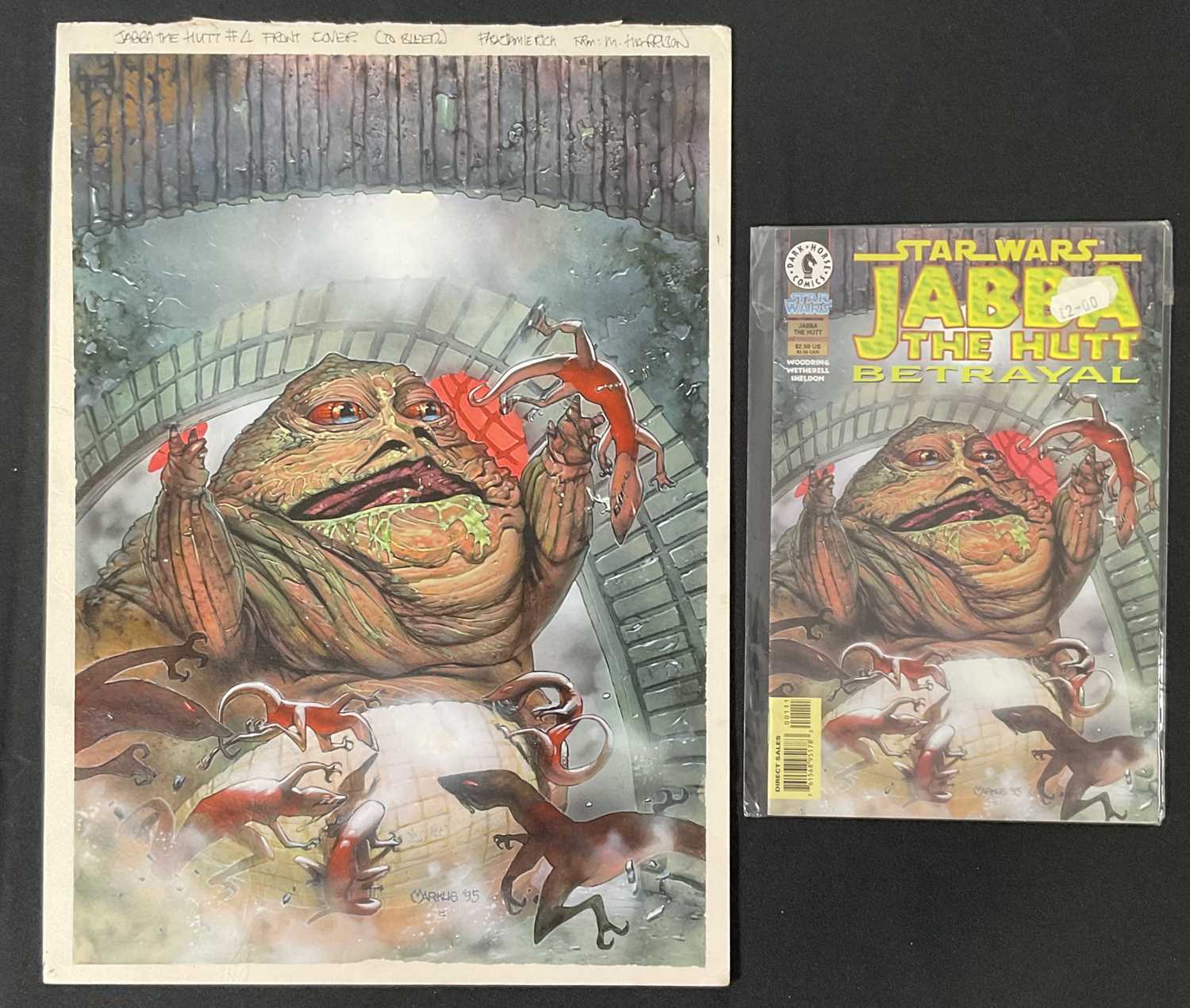 Lot 232 - STAR WARS original comic book cover art by...