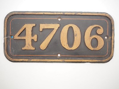 Lot 259 - A GWR cast iron cabside number 4706 from one...