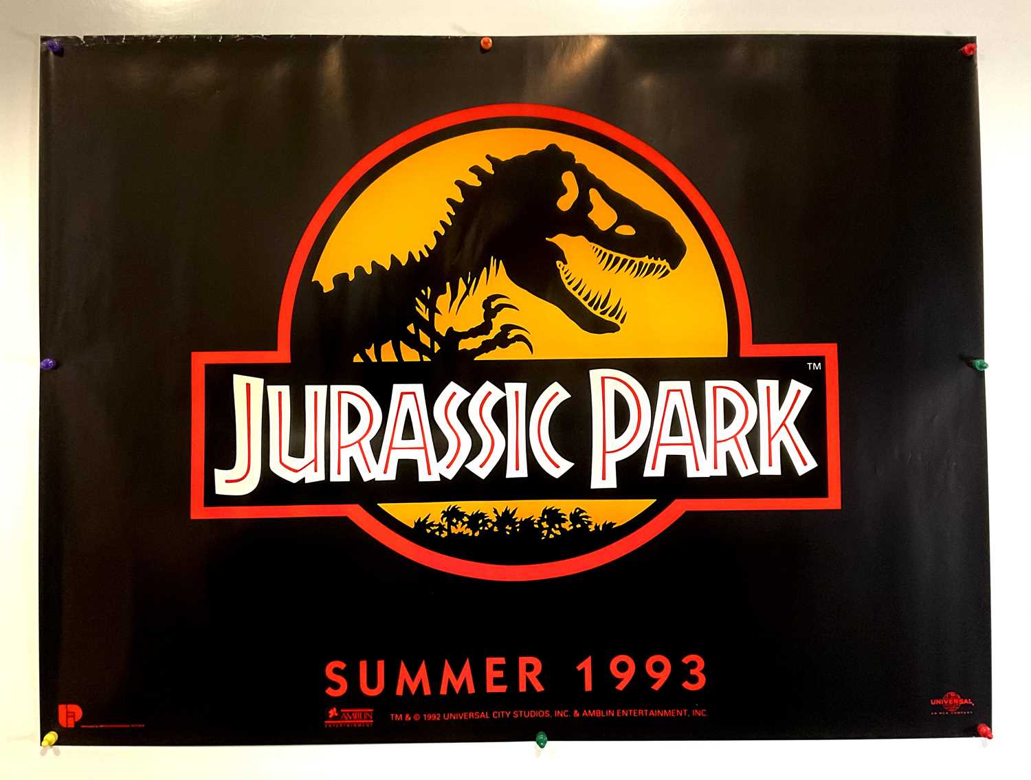 Lot 127 - JURASSIC PARK (1993) UK Quad film poster,