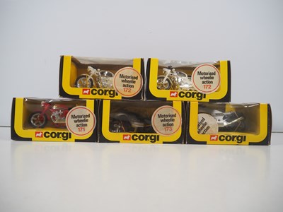 Lot 690 - CORGI - A group of diecast motorbikes in black...