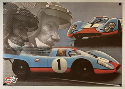 Lot 34 - GULF OIL PORSCHE 917 double-sided poster,...