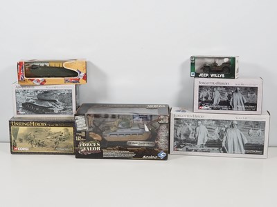 Lot 395 - Diecast military vehicles and dioramas, in...