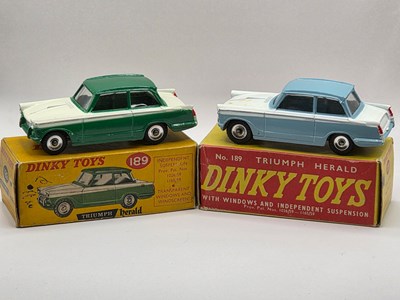Lot 552 - DINKY - A pair of diecast 189 Triumph Heralds...