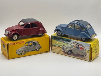 Lot 644 - FRENCH DINKY - A pair of Citroen 2CV diecast...