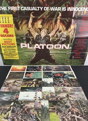 Lot 284 - PLATOON (1986) UK Quad and 6 Japanese Lobby...