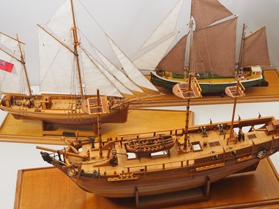 Lot 395 - A group of kitbuilt large scale wooden sailing...